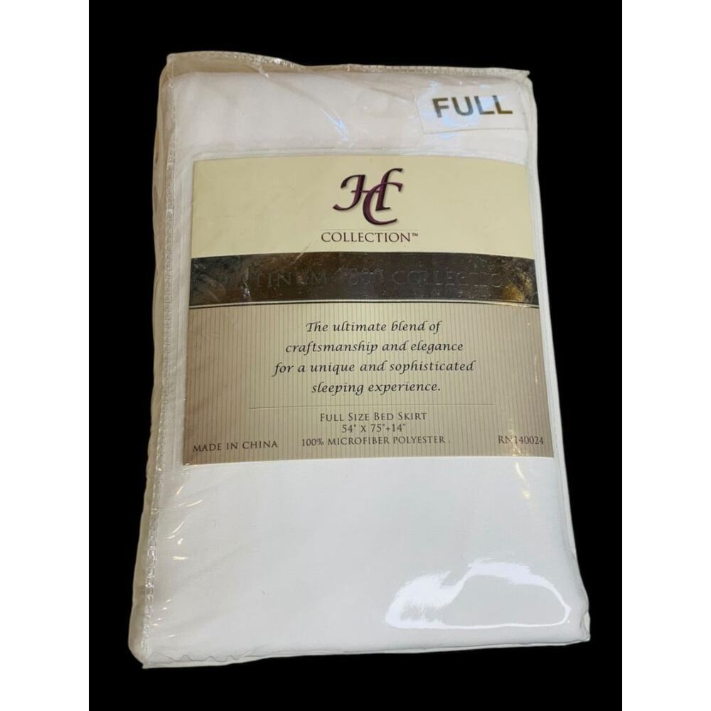 Full Size Bed Skirt New White Platinum Collection 54 x 75 + 14" Drop